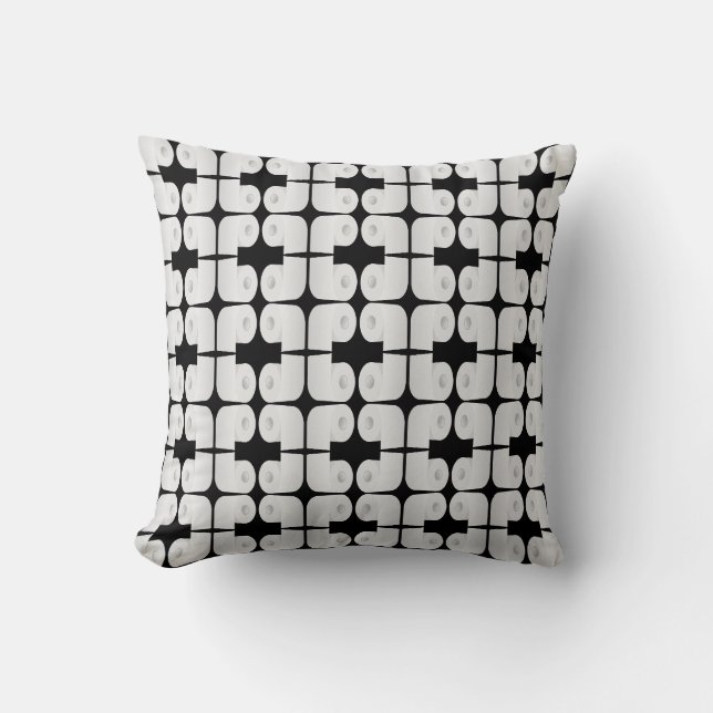 Toilet Paper Pattern Throw Pillow (Front)