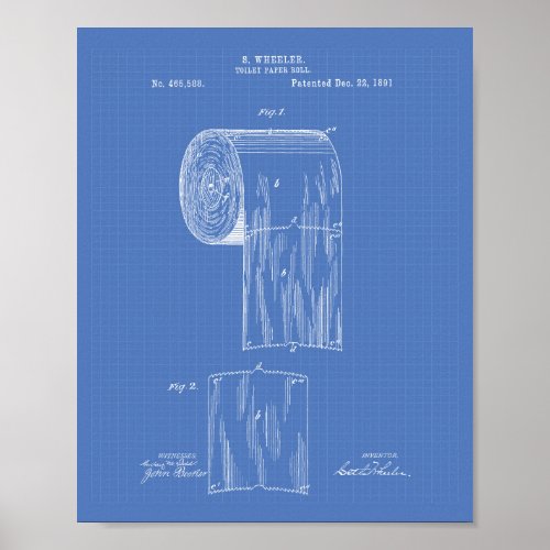 Toilet Paper Roll 1891 Patent Art _ Blueprint Poster