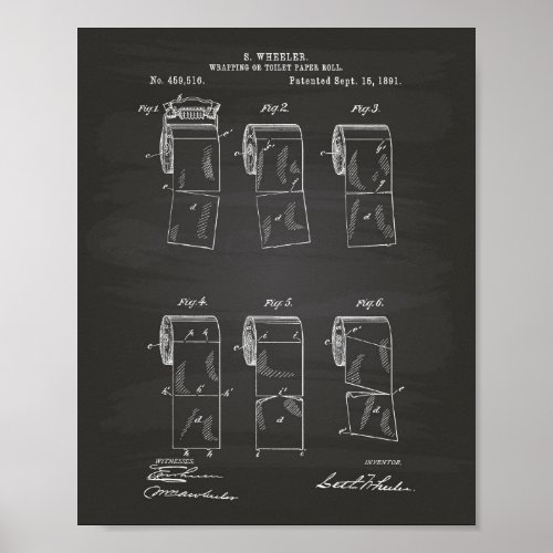 Toilet Paper Roll 1891 Patent Art Chalkboard Poster