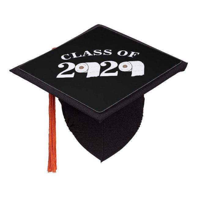 toilet paper roll class of 2020 funny graduation cap topper (Angled)