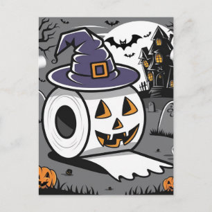 Toilet paper roll jack o lantern postcard