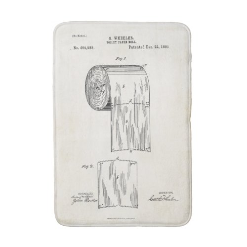 Toilet Paper Roll Patent Print Bath Mat