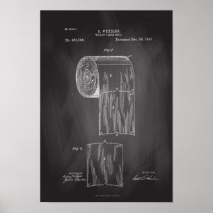 Toilet Paper Roll Patent Print Chalkboard Poster