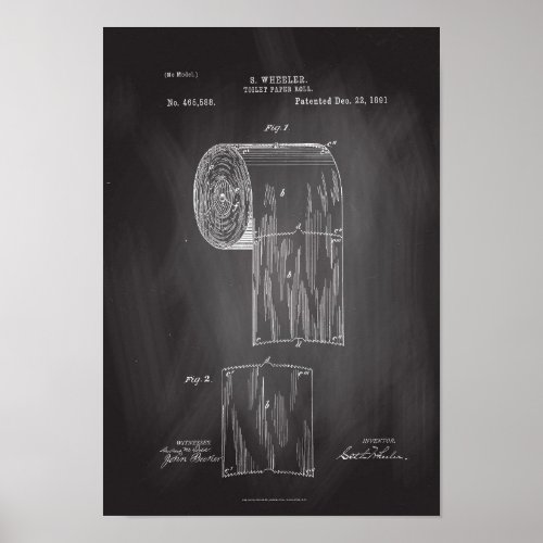 Toilet Paper Roll Patent Print Chalkboard Poster