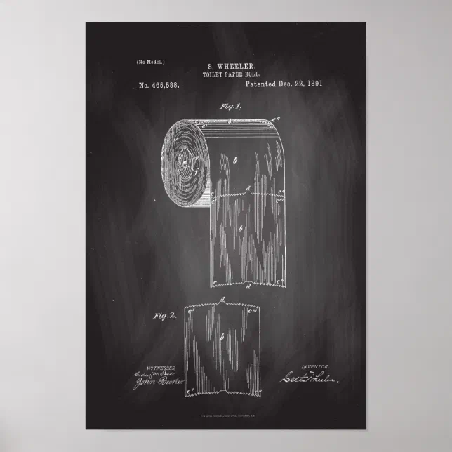 Toilet Paper Roll Patent Print Chalkboard Poster | Zazzle