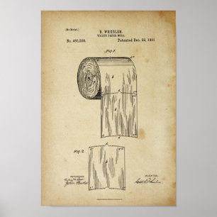 Toilet Paper Roll Patent Print Parchment Poster