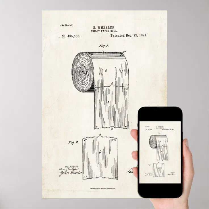 Toilet Paper Roll Patent Print Poster Zazzle