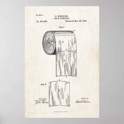 Toilet Paper Roll Patent Print Poster