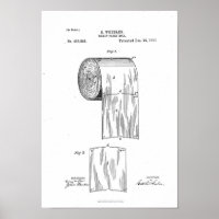 Toilet Paper Roll Patent Print White Poster | Zazzle