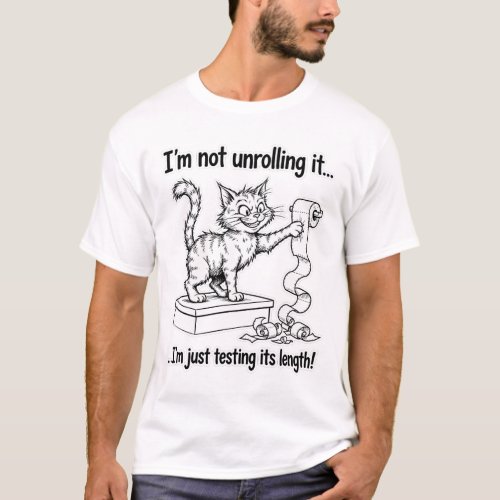 Toilet Paper Testing Cat Funny Design T-Shirt