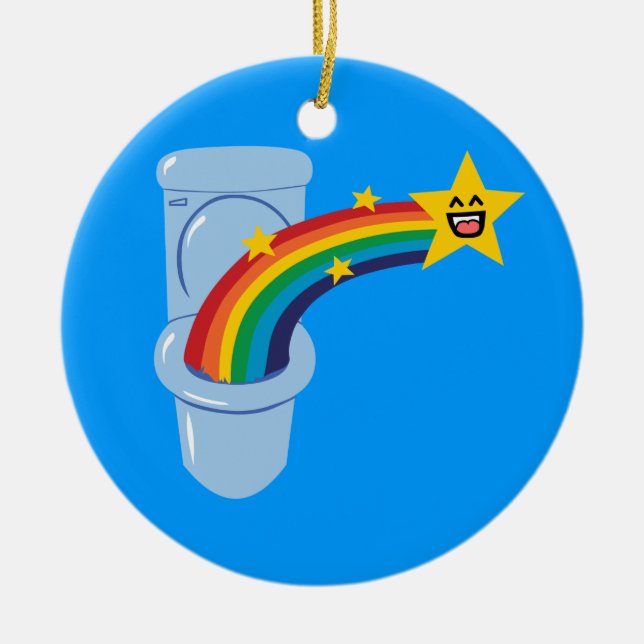 Toilet Rainbow Ceramic Ornament (Front)