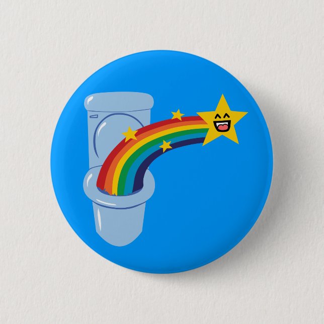 Toilet Rainbow Pinback Button (Front)