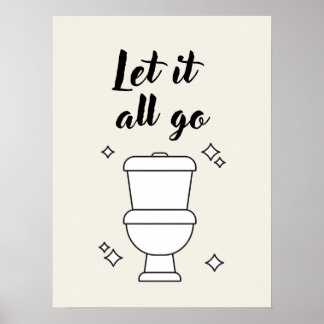 Toilet Rules Minimalist Black and White Wall Art