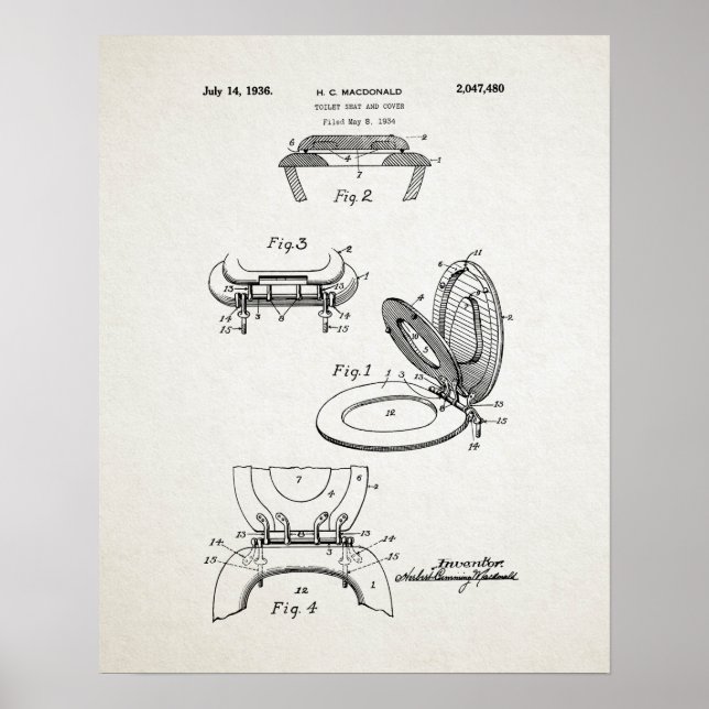 Toilet Seat Patent Poster (Front)