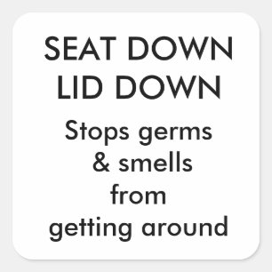 Toilet seat rules square sticker