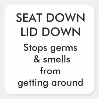 Toilet seat rules square sticker