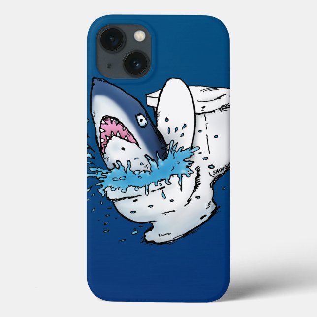 Toilet Shark Funny Blue Cartoon Case-Mate iPhone Case (Back)