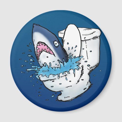 Toilet Shark Funny Blue Cartoon Magnet