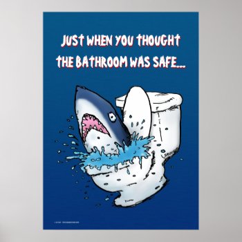 Toilet Shark Funny Poster by BastardCard at Zazzle
