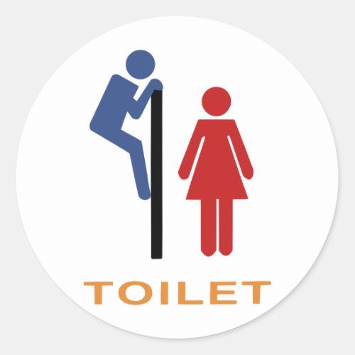 toilet sign classic round sticker