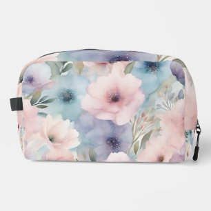 Toiletry Bag Pastel Roses Pink Purple Blue