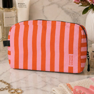 Toiletry Bag   Preppy Bold Stripe Coral Pink