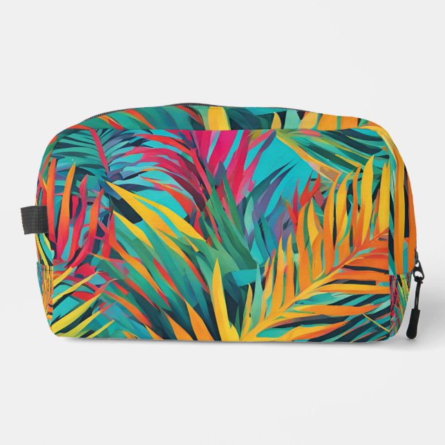 Toiletry Bag Tropical Leaves Colorful Palms (Front)
