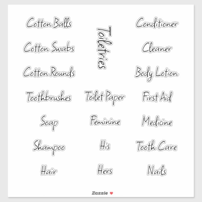 Toiletry Staples Labels (Sheet)