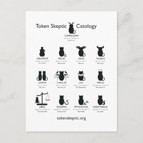 Token Skeptic Catology  Astrology Postcard
