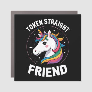 Token Straight Friend Unicorn Gay LGBTQ Pride Ally Car Magnet