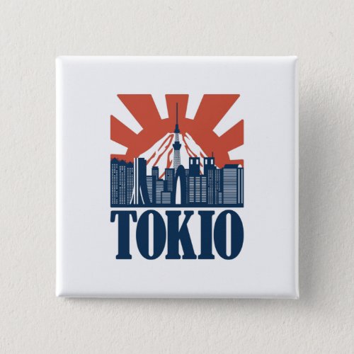 Tokio city skyline design button