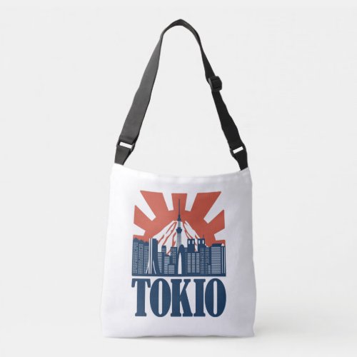 Tokio city skyline design crossbody bag