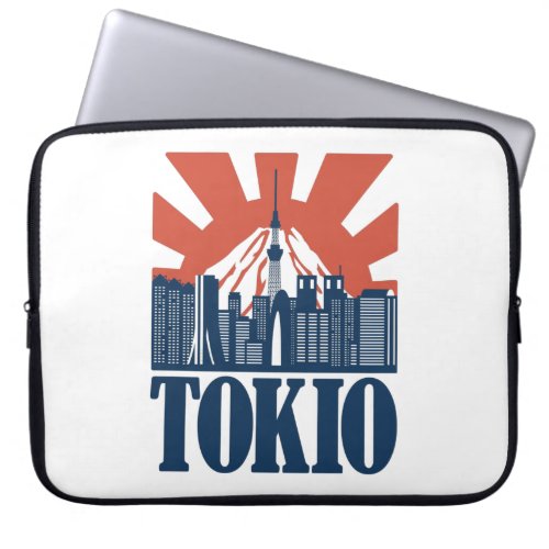 Tokio city skyline design laptop sleeve