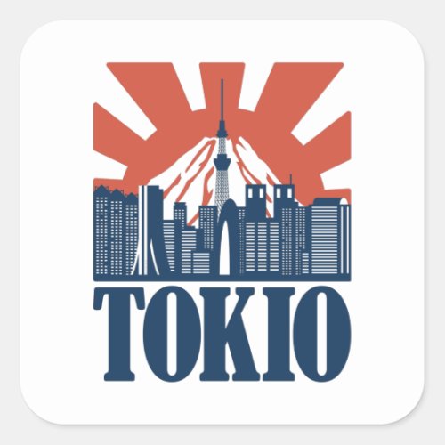 Tokio city skyline design square sticker