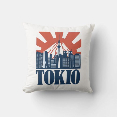 Tokio city skyline design throw pillow