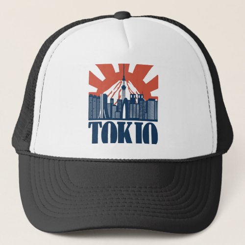 Tokio city skyline design trucker hat