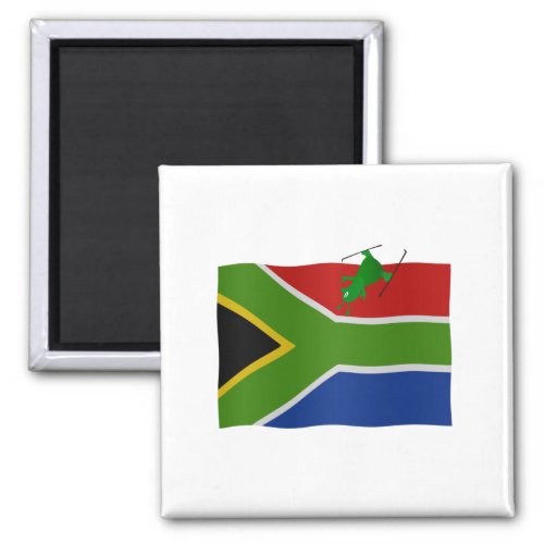 Tokolosh typetje skiing on the South African flag Magnet
