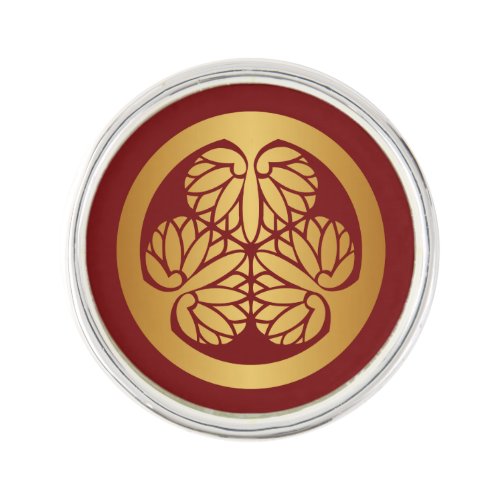 Tokugawa Aoi Japanese Kamon Gold Red Lapel Pin