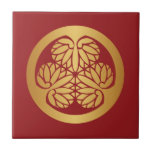 Tokugawa Aoi Japanese Mon Family Crest Gold On Red Ceramic Tile at Zazzle