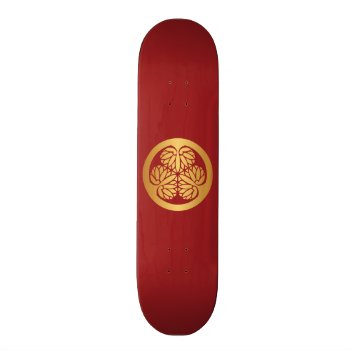 Tokugawa Aoi Japanese Mon Family Crest Gold On Red Skateboard by Hakonart at Zazzle