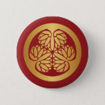 Tokugawa Aoi Mon Japanese Family Crest Gold On Red Pinback Button at Zazzle