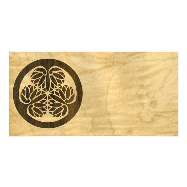 Tokugawa Aoi Mon Japanese Family Crest Wood Veneer Card (Front)