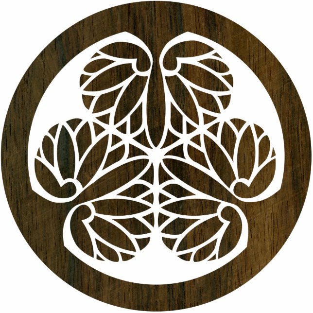 Tokugawa Aoi Mon Japanese Family Crest Wood Veneer Cutout (Front)