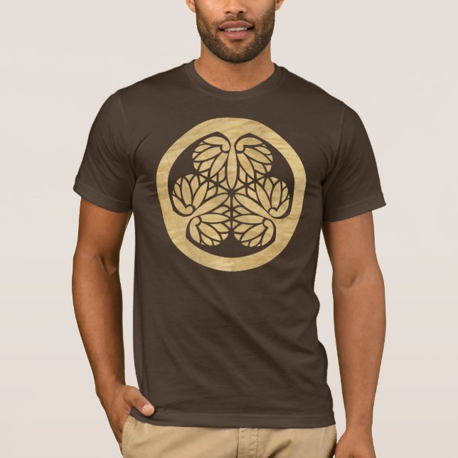 Tokugawa Aoi Mon Japanese Family Crest Wood Veneer T-Shirt (Front)