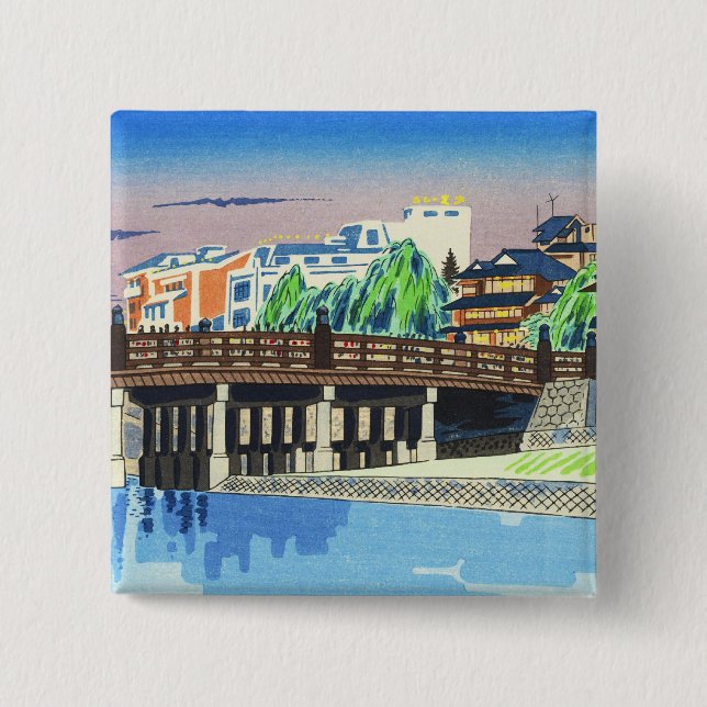 Tokuriki Tomikichiro Sanjo Bridge, Kyoto japanese Button (Front)