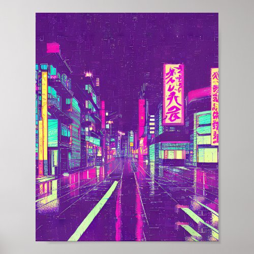Tokyo Alley Vaporwave Poster