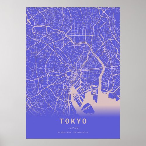 Tokyo Blue City Map Poster