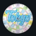 Tokyo Blue Editable Text on White And Pastel Color Dart Board<br><div class="desc">Tokyo Blue Colored Text on White And Pastel Colors Dart Board Game Including 6 Brass Darts 🎯Personalize with your text or name by selecting the personalization option. Please let me know if you have additional questions and because Zazzle's customer support handles the customer experience you may reach Zazzle customer support...</div>