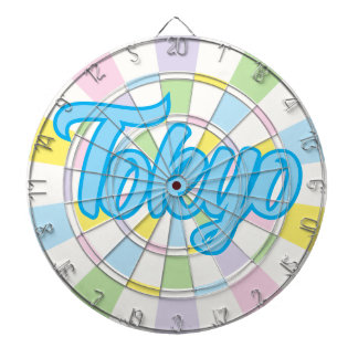 Tokyo Blue Editable Text on White And Pastel Color Dart Board