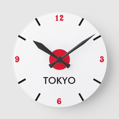 Tokyo Capital of Japan time zone minimalist Round Clock